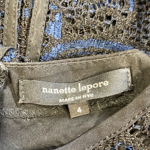 Nanette Lepore Romantics Lace Crochet Top Tank Navy Blue Black 4 - Picture 11 of 11